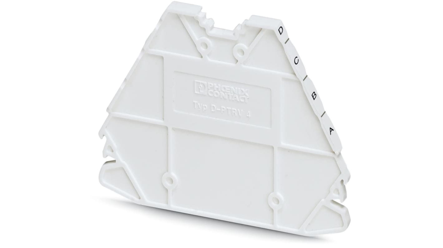 Phoenix Contact D-PTRV 4 WH D-A Series End Cover for Use with DIN Rail Terminal Blocks