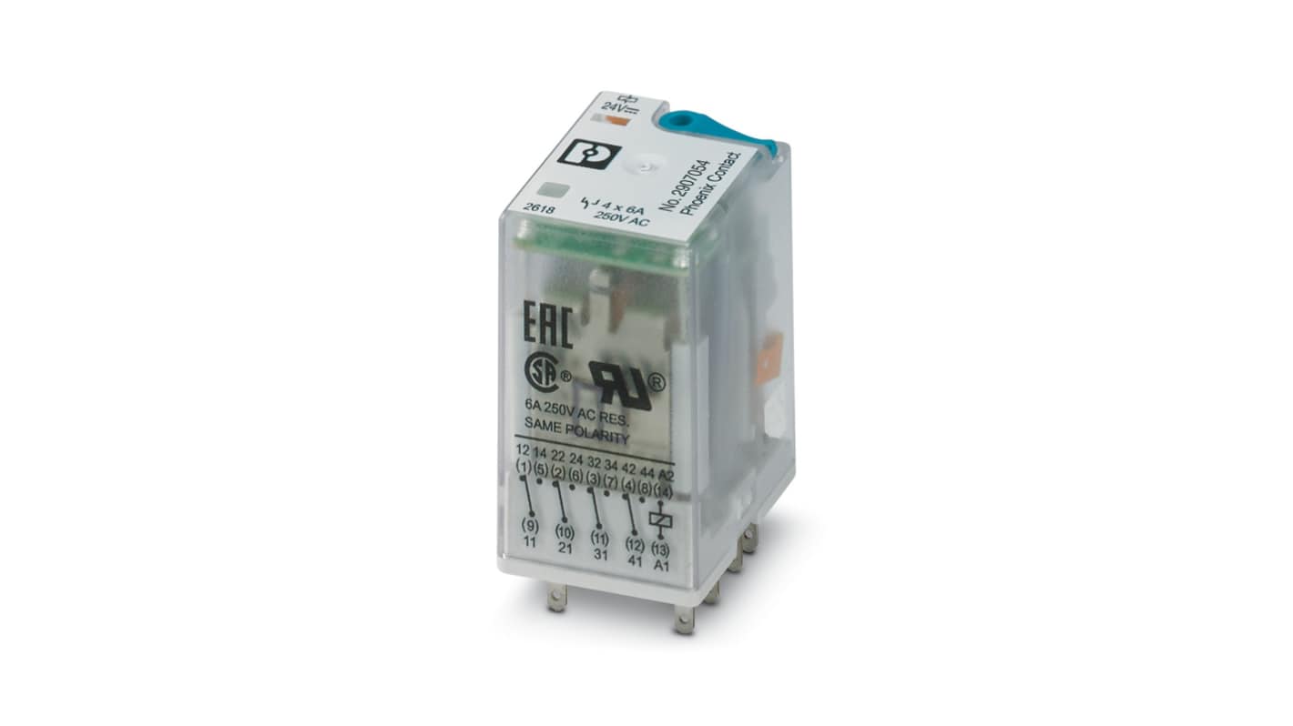 Phoenix Contact DIN Rail Power Relay, 24V dc Coil, 6A Switching Current
