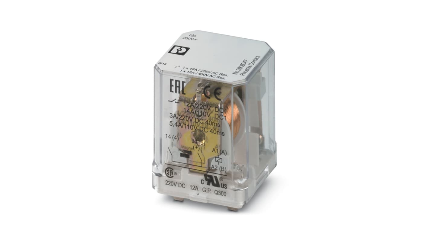 Phoenix Contact DIN Rail Power Relay, 230V ac Coil, 16A Switching Current