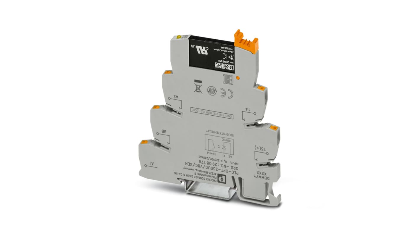 Phoenix Contact PLC-OPT Series Solid State Interface Relay, 242 V dc, 253 V ac Control, 3 mA Load, DIN Rail Mount