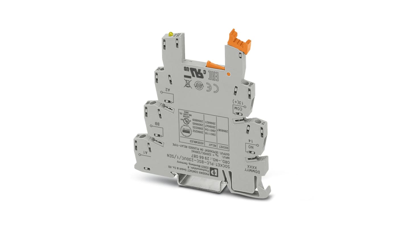 Phoenix Contact PLC-BSC 1 Pin 230V ac/dc DIN Rail Relay Socket