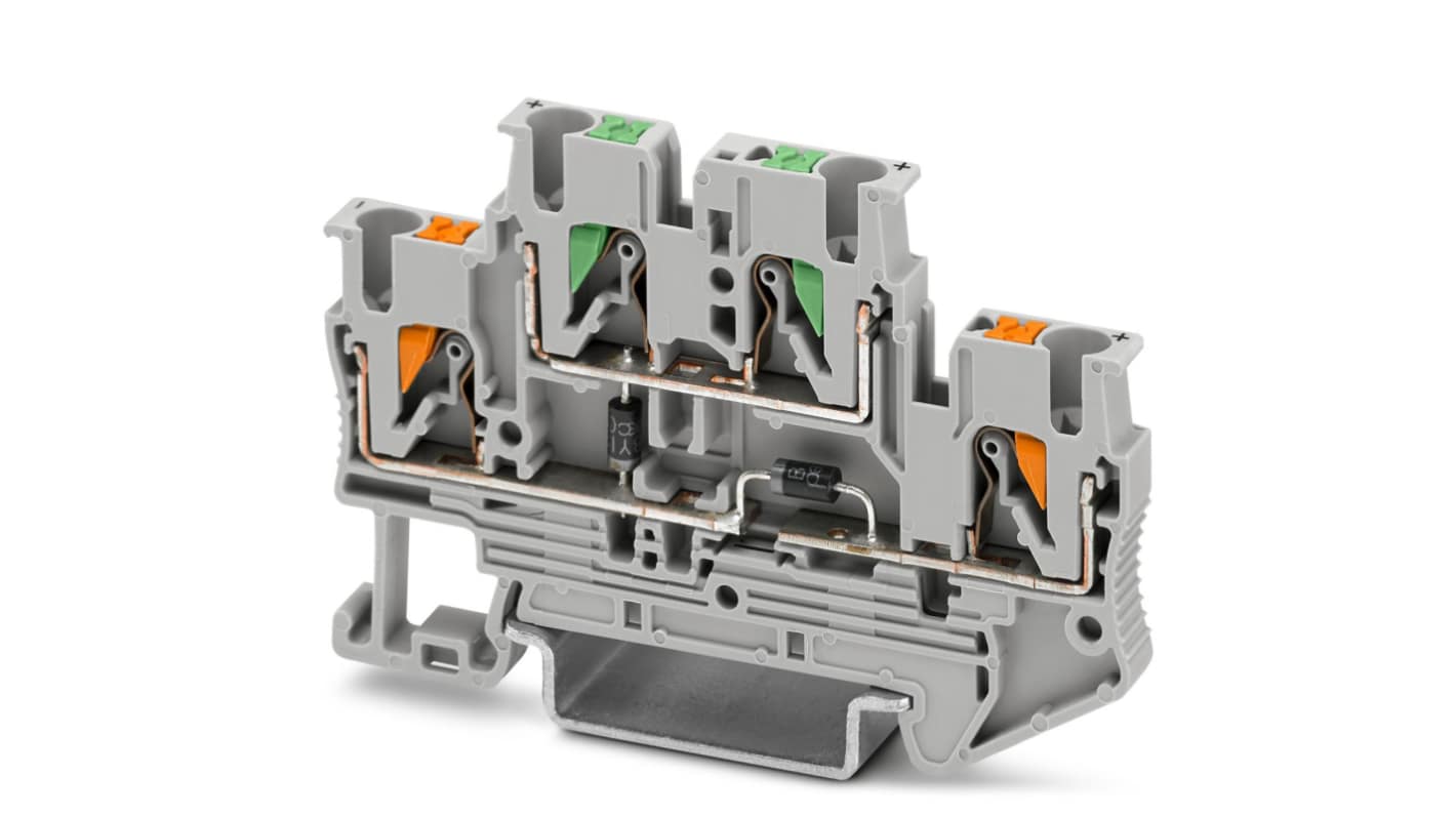 Phoenix Contact 1032734 PTTB 2.5-2DIO/O-UL/UR-UL/UOG/ Series Grey, 0.14 → 4mm², Push In Termination