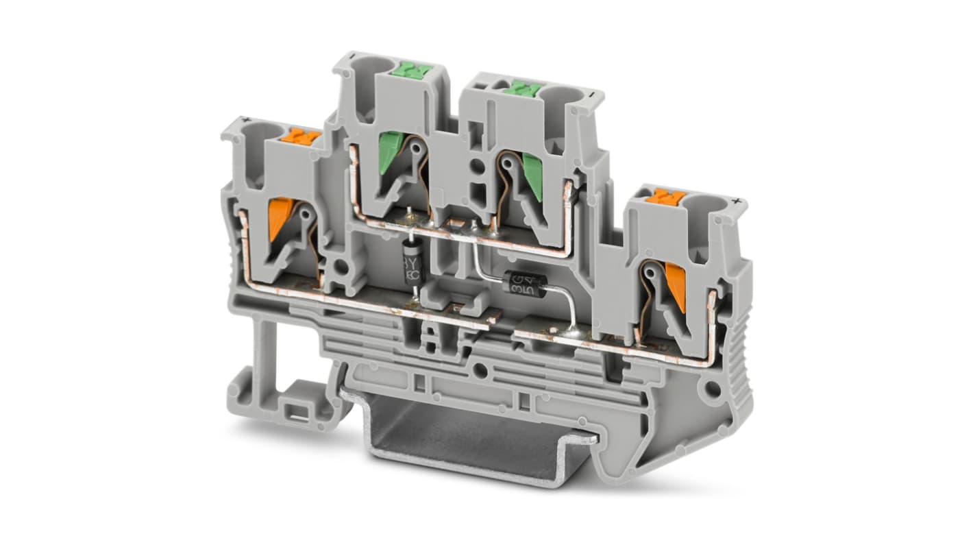 Phoenix Contact 1032738 PTTB 2.5-2DIO/UL-O/UR-O/U-OG/O Series Grey, 0.14 → 4mm², Push In Termination