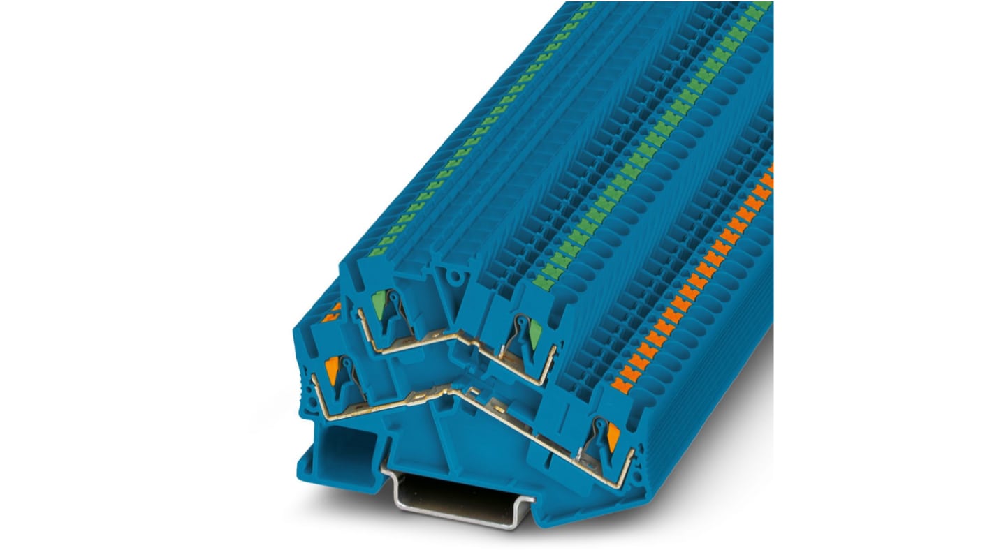 Phoenix Contact 3209612 PTTBS 2.5 BU/U-OG/O-GN Series Blue, 0.14 → 4mm², Push In Termination, ATEX, IECEx