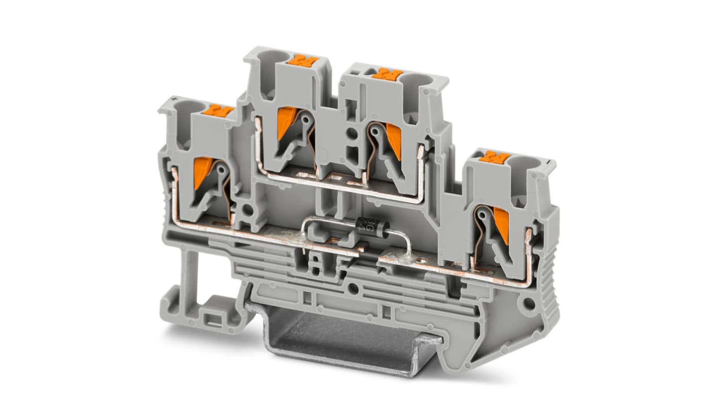Phoenix Contact 3211427 PTTB 2.5-DIO/UL-UR Series Grey, 0.14 → 4mm², Push In Termination