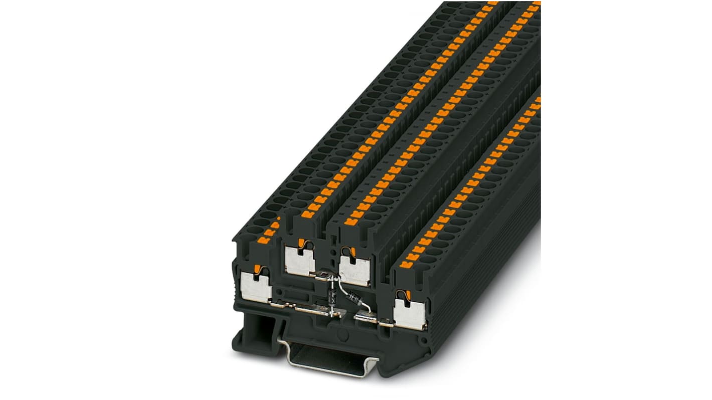 Phoenix Contact 3211444 PTTB 2.5-2DIO/O-UL/O-UR BK Series Black, 0.14 → 4mm², Push In Termination