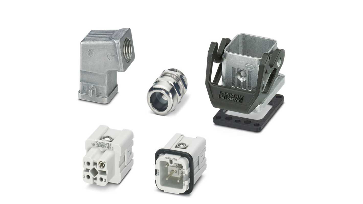 Phoenix Contact Connector Set, 3 Way, 10A, Female, Male,  HC-STA