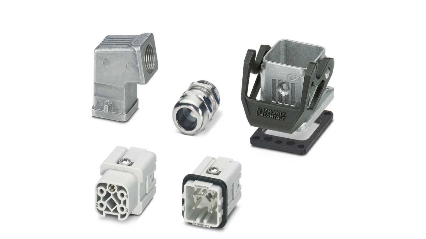 Phoenix Contact Connector Set, 4 Way, 10A, Female, Male,  HC-STA