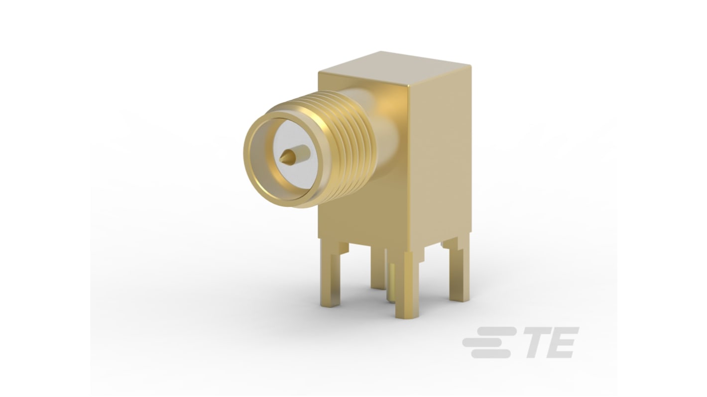 TE Connectivity Stecker Koaxialsteckverbinder SMA-Steckverbinder, Kabelmontage, Löt-Anschluss, gewinkelt