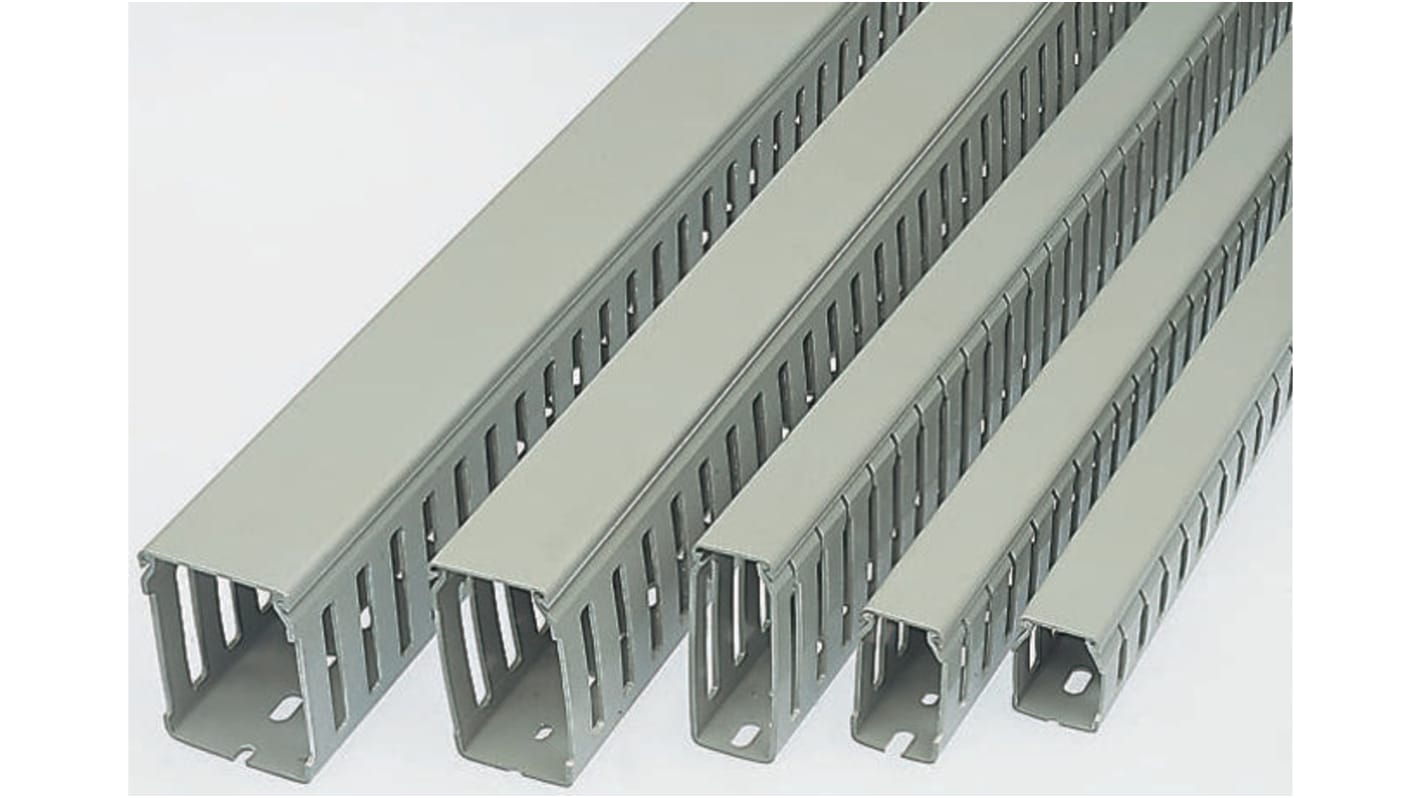 Betaduct Grey Slotted Panel Trunking - Open Slot, W37.5 mm x D37.5mm, L1m, PVC