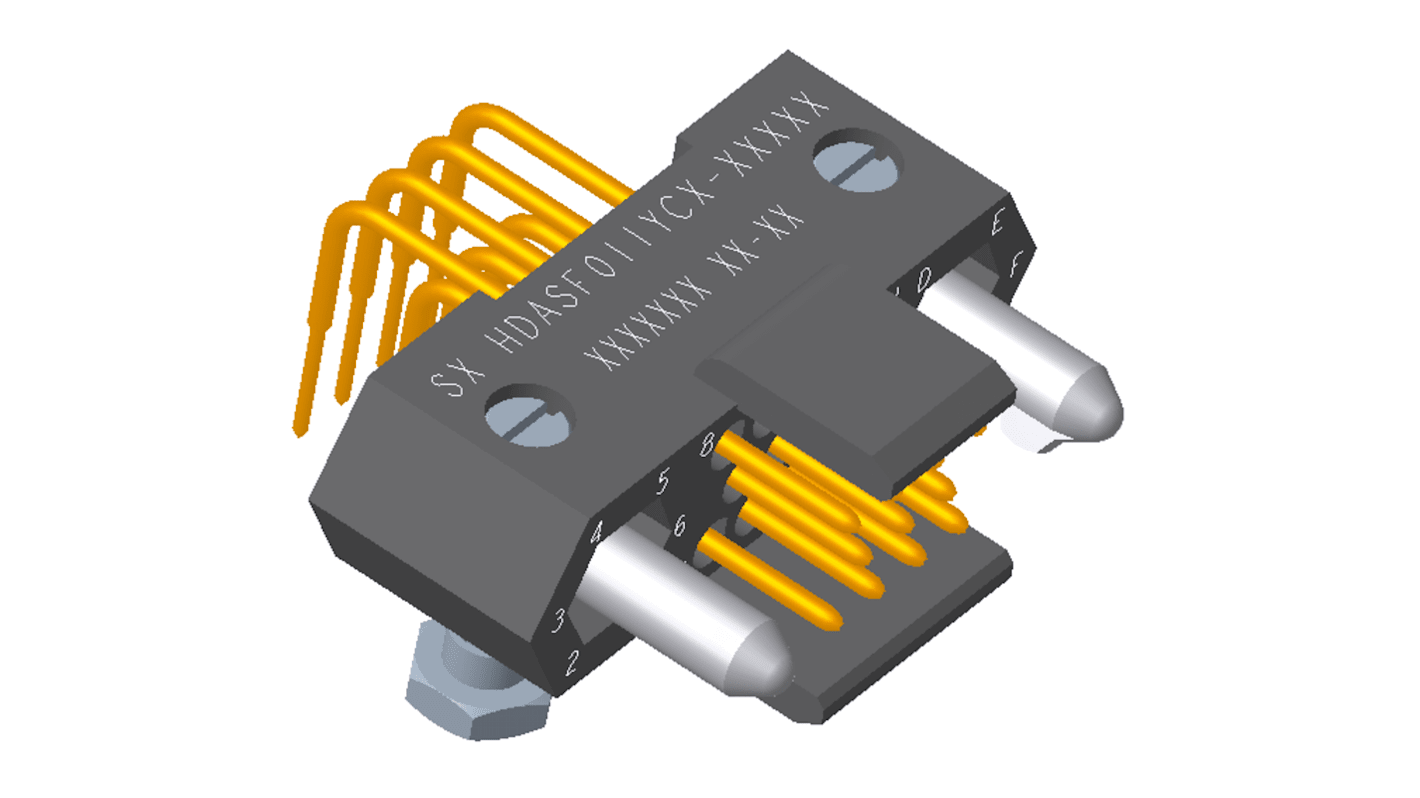 Amphenol Socapex HDAS Series Right Angle PCB Mount PCB Header, 11 Contact(s), 1.905mm Pitch, 3 Row(s), Shrouded
