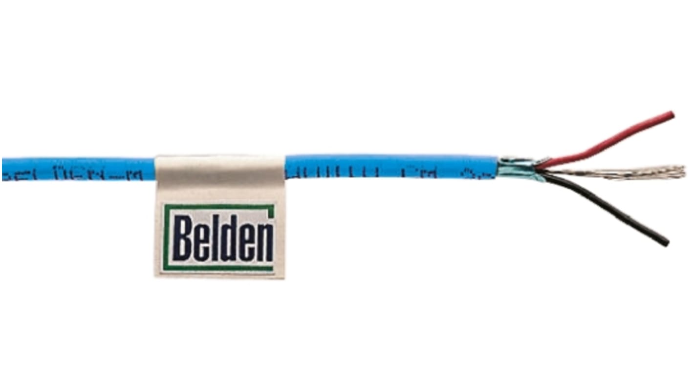 Belden1503A Series 2 Core Line level Low Voltage signal Cable, 0.33 mm² CSA Screened, 3.61mm od, 304m, Blue