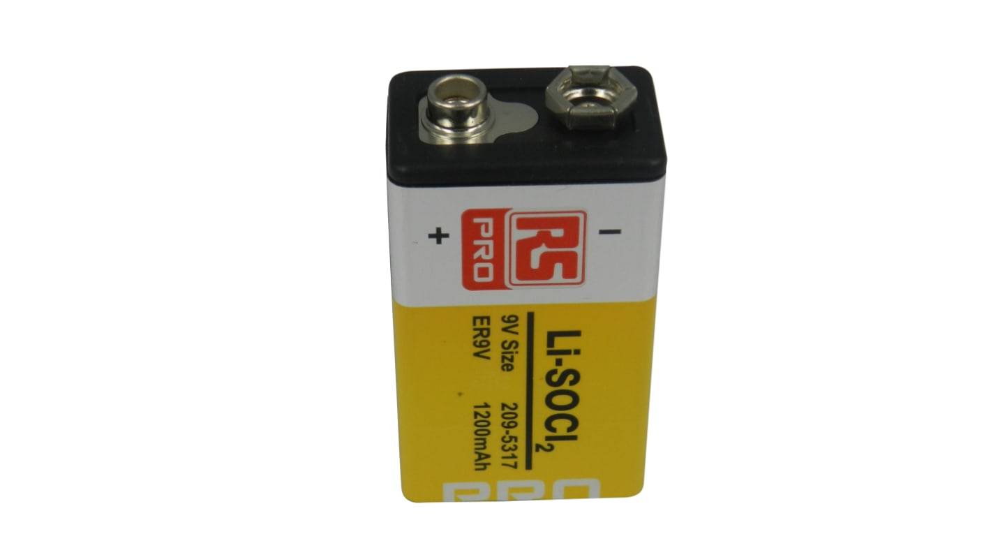RS PRO  PP3 Lithium Thionylchlorid 9V Batterie, 1.2Ah