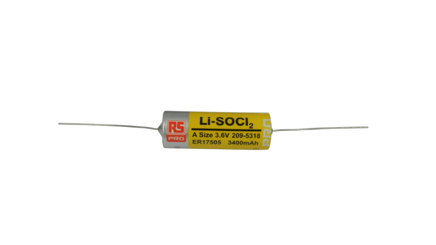 Pile A, 3.6V, RS PRO, Lithium Thionyle Chloride, 3400mAh