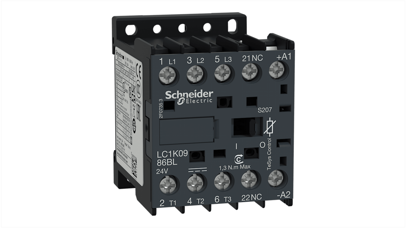 Schneider Electric TeSys K Reversing Contactor, 24 V dc Coil, 4-Pole, 20 A, 2NO + 2NC