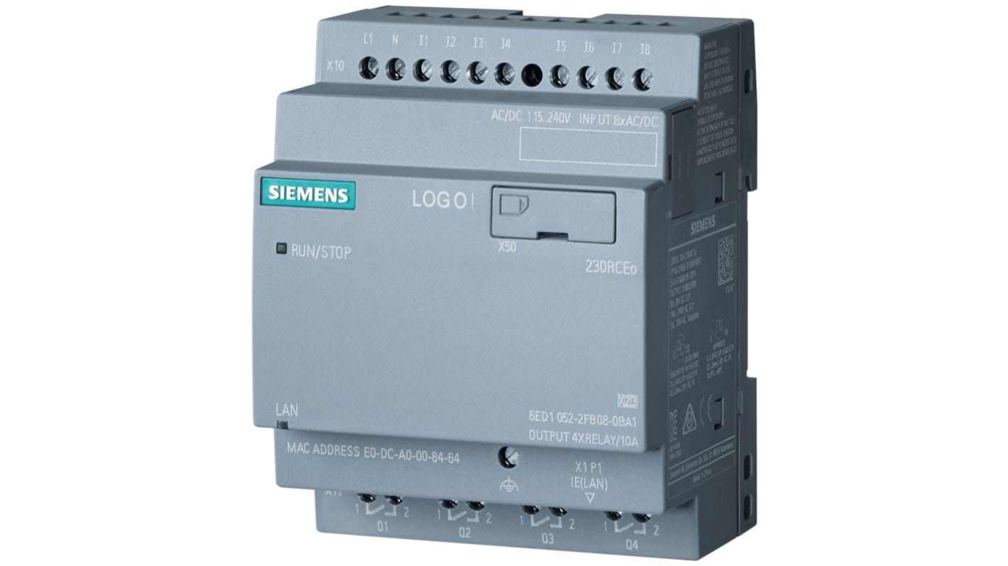 Siemens LOGO! SPS CPU, 8 Eing. / 8 Digitaleing. Relais Ausg.Typ Digital Eing.Typ für LOGO! 8.3 115 V ac/dc, 230 V ac/dc