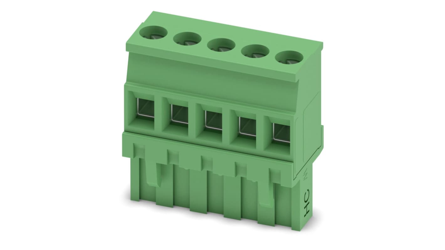 Phoenix Contact, 5.08mm Pitch, 5 HC/ 5-ST, MVSTBR 2, 5 Way, Pluggable Terminal Block, Plug, Plug-In, 1912430