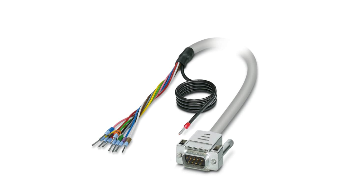 Phoenix Contact Male 9 Pin D-sub Unterminated Serial Cable, 1m, 25/S, CABLE-D- 9SUB/M/OE/0 Series