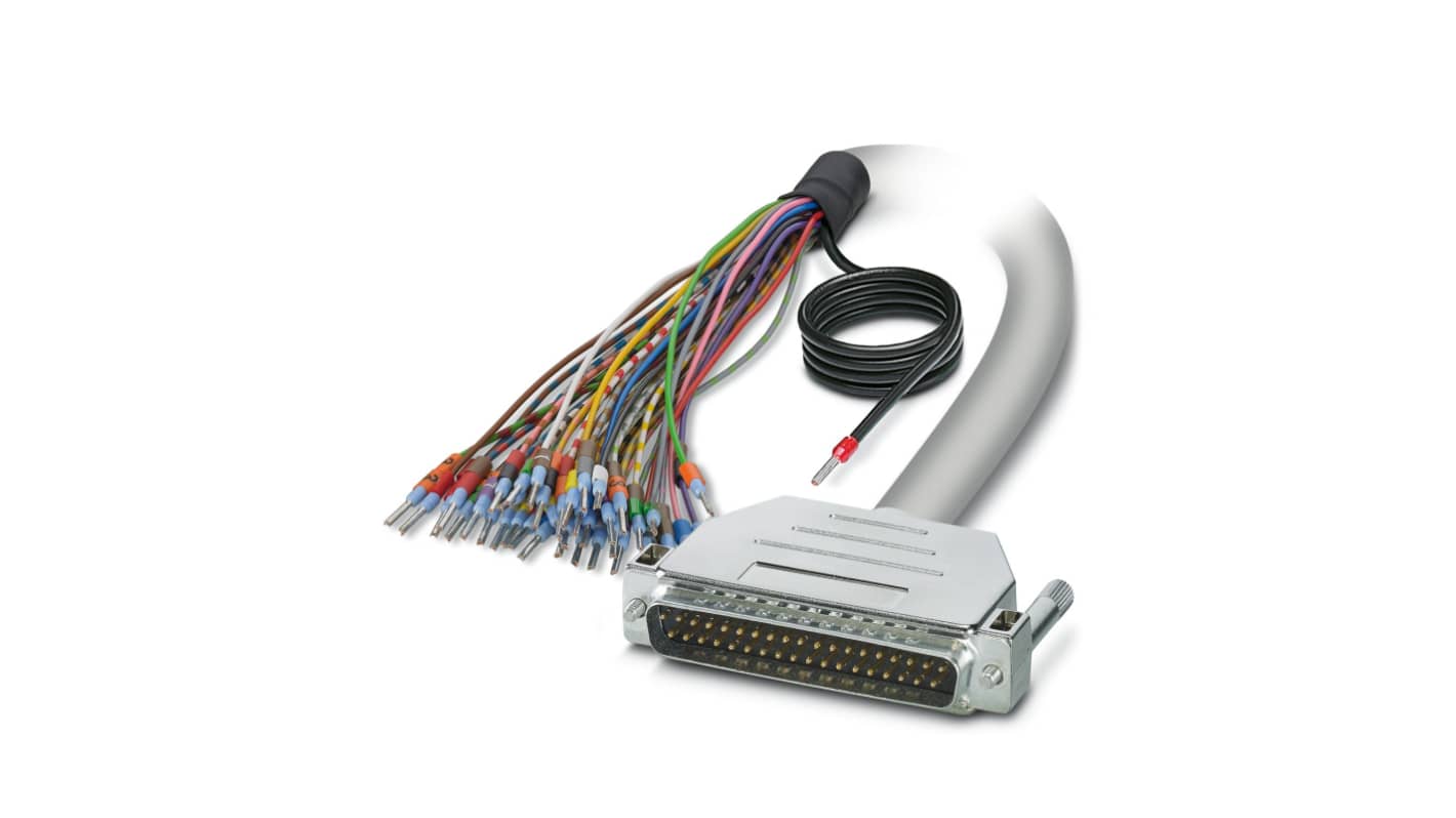 Phoenix Contact 25/S, CABLE-D-37SUB/M/OE/0 Serielles Kabel / 37-polig, D-Sub Stecker / offenes Ende, 3m, Grau