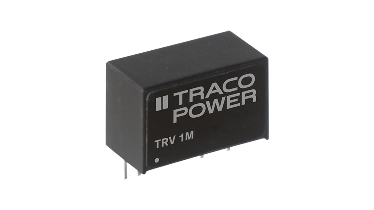 TRACOPOWER TRV 1M DC-DC Converter, 5V dc/ 100mA Output, 9.6 → 14.4 V dc Input, 1W, PCB Mount, '+95°C Max Temp