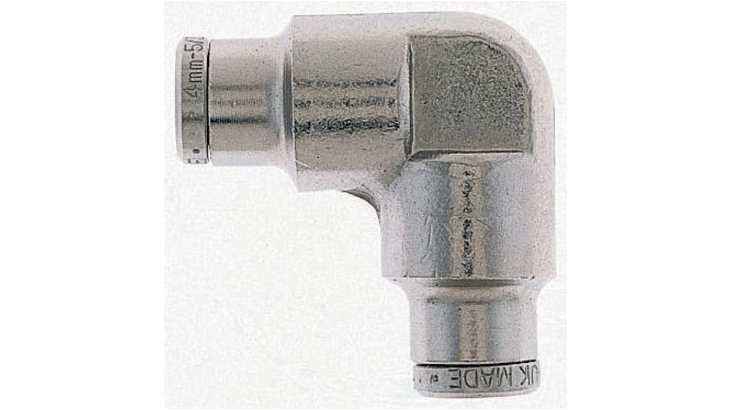 Norgren PNEUFIT Series Elbow Tube-toTube Adaptor, Push In 4 mm to Push In 4 mm, Tube-to-Tube Connection Style