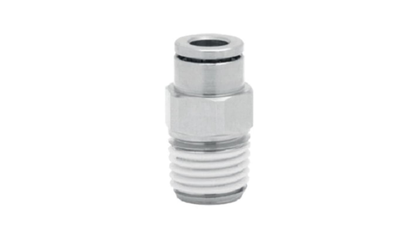 Norgren PNEUFIT Series Straight Threaded Adaptor, R 1/8 Male to Push In 8 mm, Threaded-to-Tube Connection Style