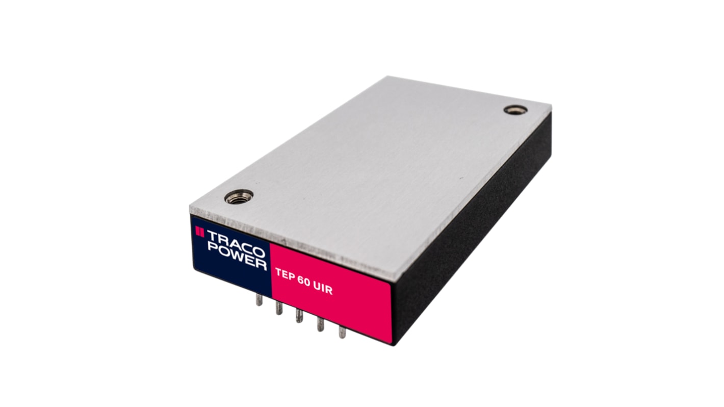 TRACOPOWER TEP 60UIR DC-DC Converter, 48V dc/ 1.2A Output, 9 → 75 V dc Input, 60W, Through Hole, +85°C Max Temp