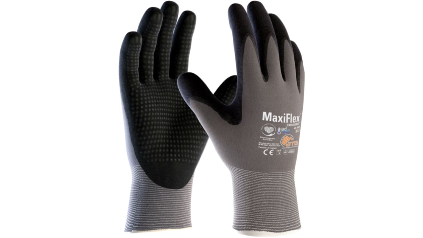 ATG MaxiFlex Endurance Grey Nylon, Spandex General Purpose Heavy Handling Gloves, Size 8, Nitrile Foam Coating