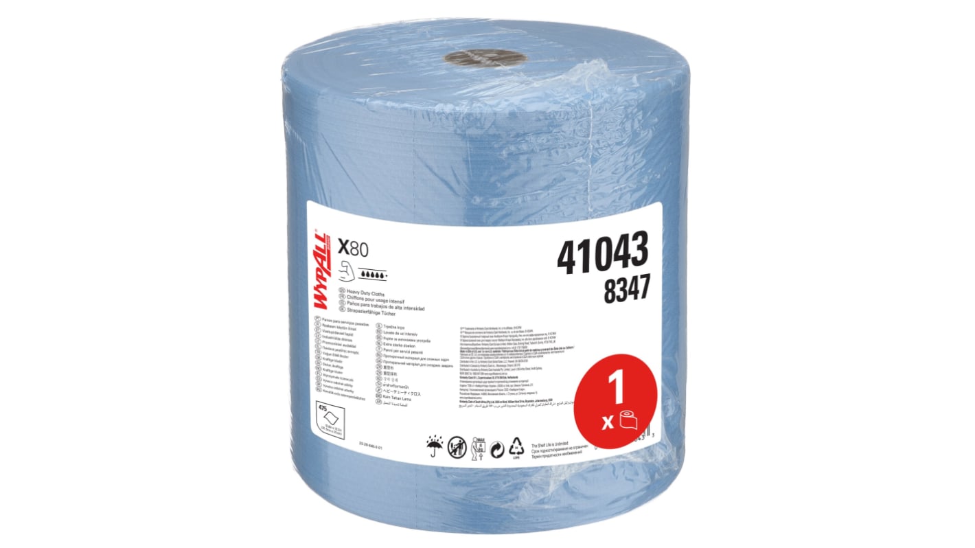 Salviette Monouso a secco Kimberly Clark X80 Power Clean Cloths 8347, col. Blu, conf. da 475 pz.