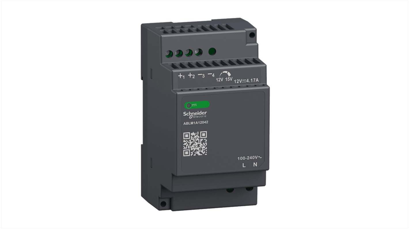 Schneider Electric 开关模式导轨电源, 12V 直流 4.17A输出, 100 → 240V 交流输入, ABLM1A系列
