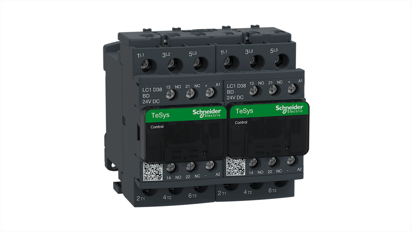 Schneider Electric TeSys D Contactor, 24 V dc Coil, 3-Pole, 38 A, 18.5 kW, 1NC + 1NO