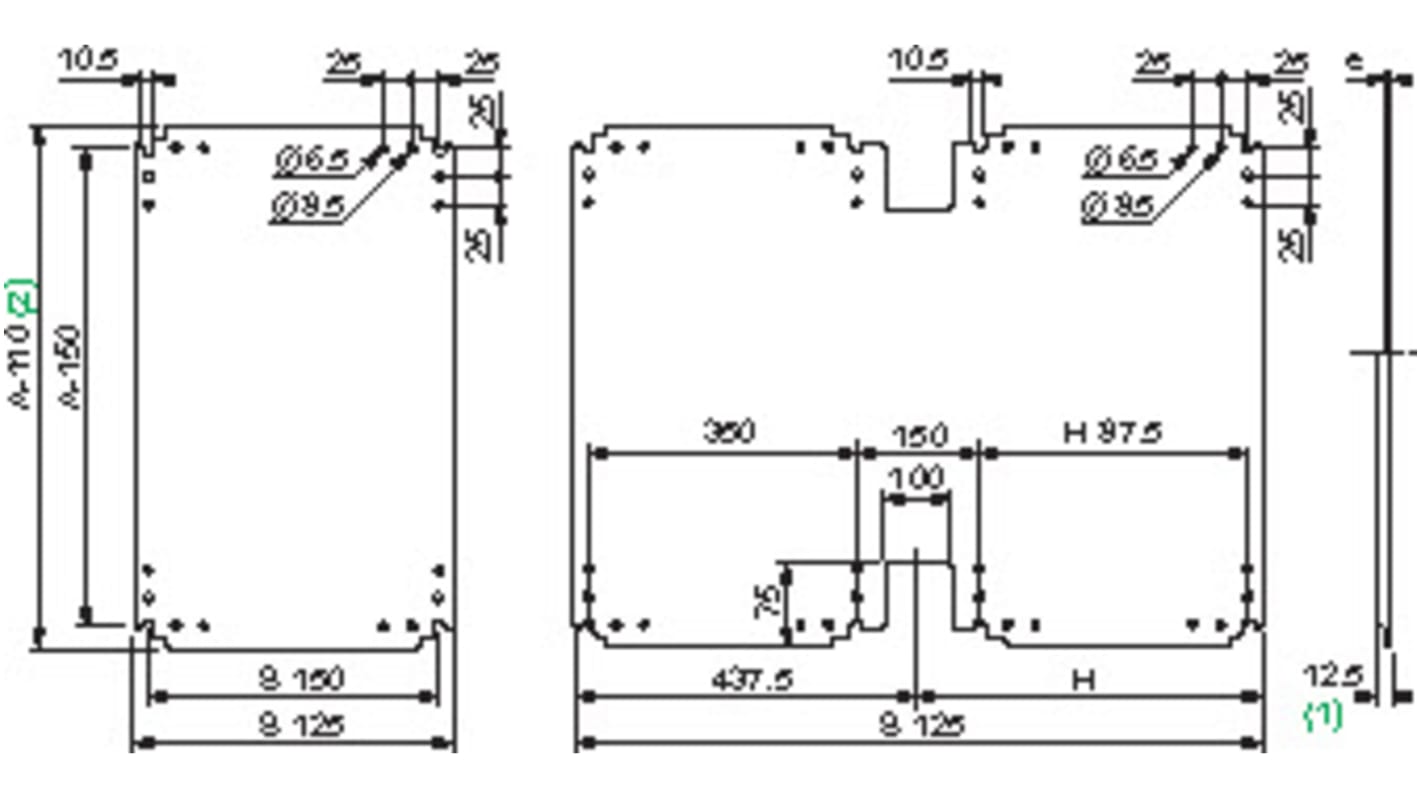 Schneider Electric PanelSeT Series Mounting Plate, 1390mm H, 375mm W for Use with Thalassa PLA