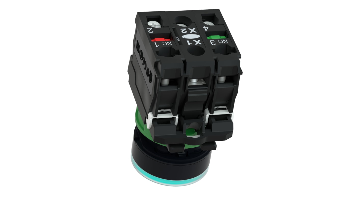 Schneider Electric XB5 Series Illuminated Push Button Complete Unit, 22mm Cutout, SPDT