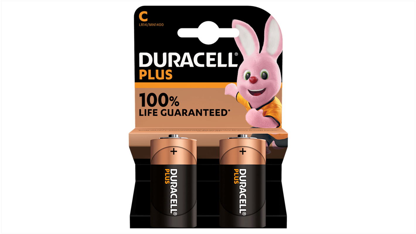 Duracell Plus Power, LR14, Alkali, C Batterien,  MN1400, 1.5V mit Flachanschluss