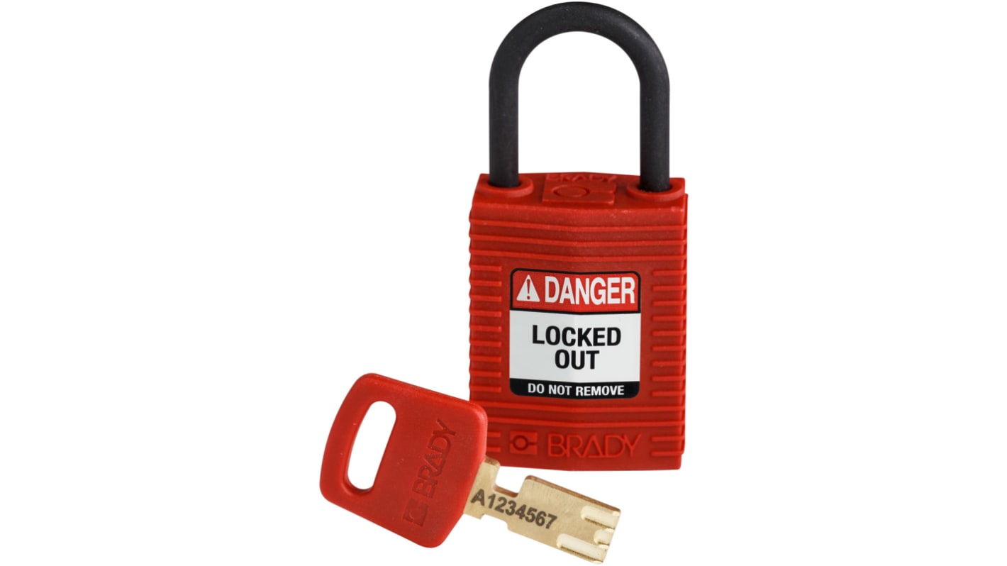 Brady Key Weatherproof Nylon Padlock, 4.7mm Shackle, 33mm Body