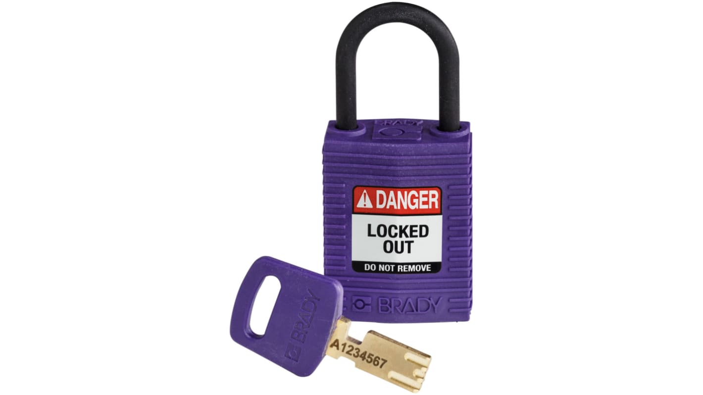 Brady LOTO-100 Key Weatherproof Nylon Padlock, 4.72mm Shackle, 32.00mm Body