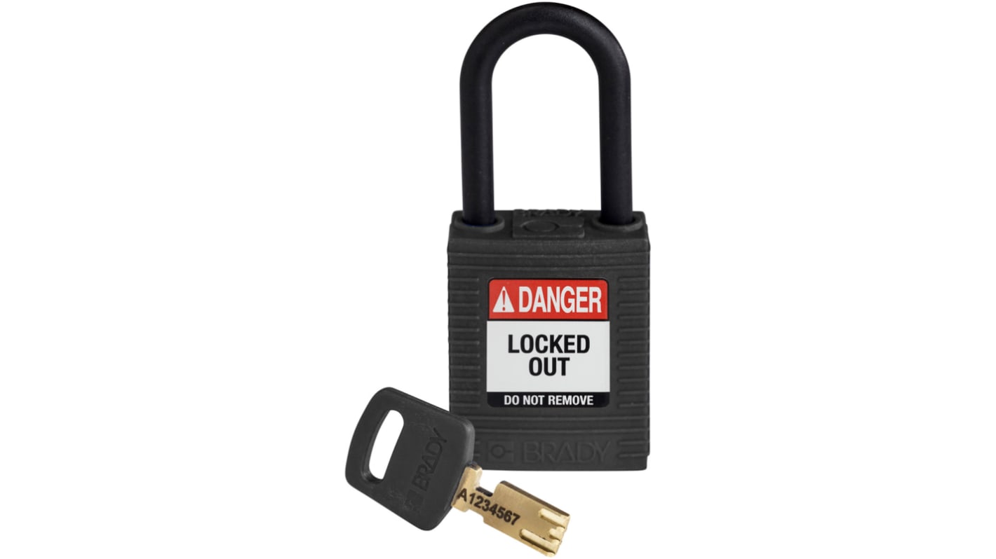 Brady Key Weatherproof Nylon Padlock, 6.4mm Shackle, 38mm Body