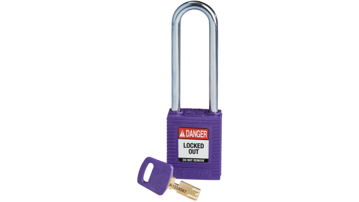 Brady LOTO-101 Key Weatherproof Nylon, Steel Padlock, 6.35mm Shackle, 38.00mm Body