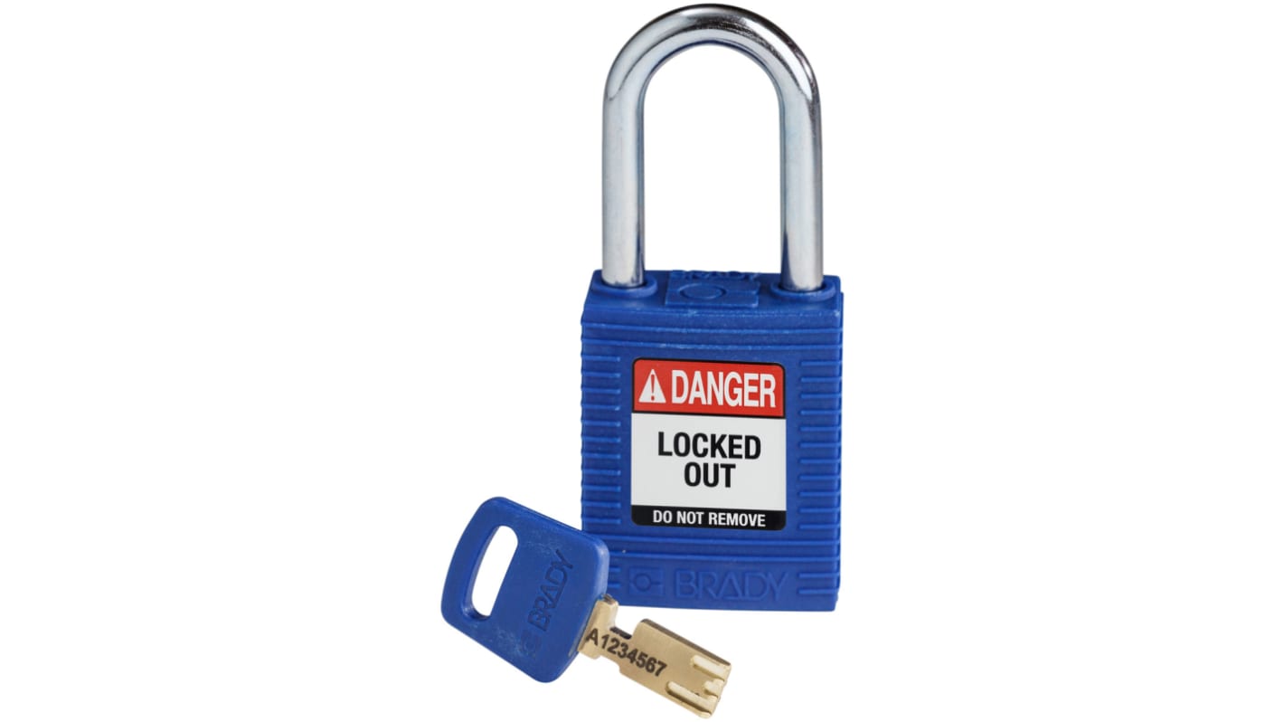 Brady LOTO-101 Key Weatherproof Nylon, Steel Padlock, 6.35mm Shackle, 38.00mm Body