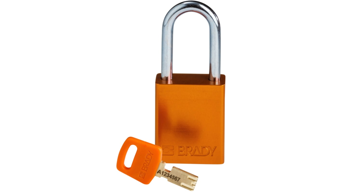 Brady LOTO-99 Key Weatherproof Aluminium Padlock, 6.35mm Shackle, 38.00mm Body