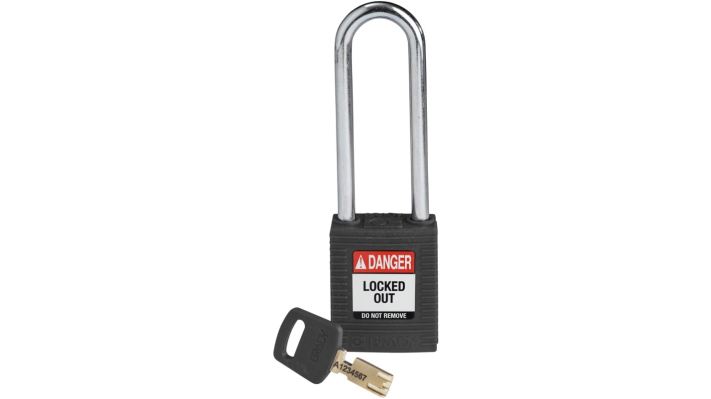 Brady LOTO-101 Key Weatherproof Nylon, Steel Padlock, 6.35mm Shackle, 38.00mm Body