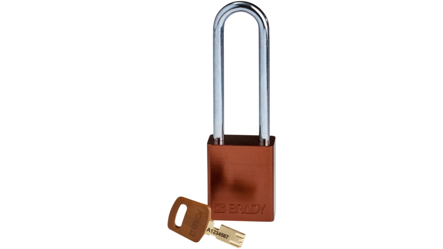 Brady LOTO-99 Key Weatherproof Aluminium Padlock, 6.35mm Shackle, 38.00mm Body