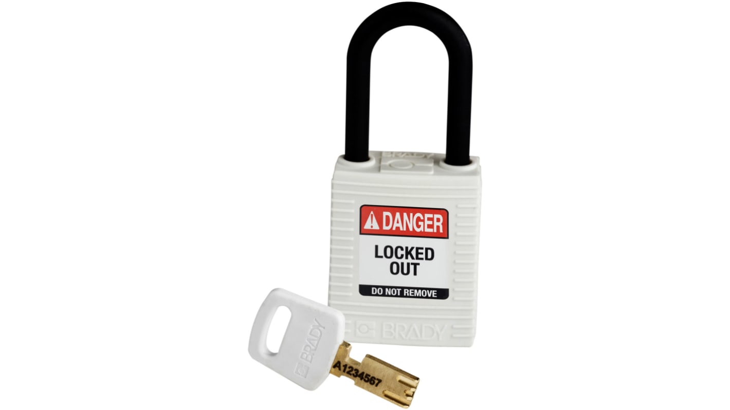 Brady LOTO-101 Key Weatherproof Nylon Padlock, 6.35mm Shackle, 38.00mm Body