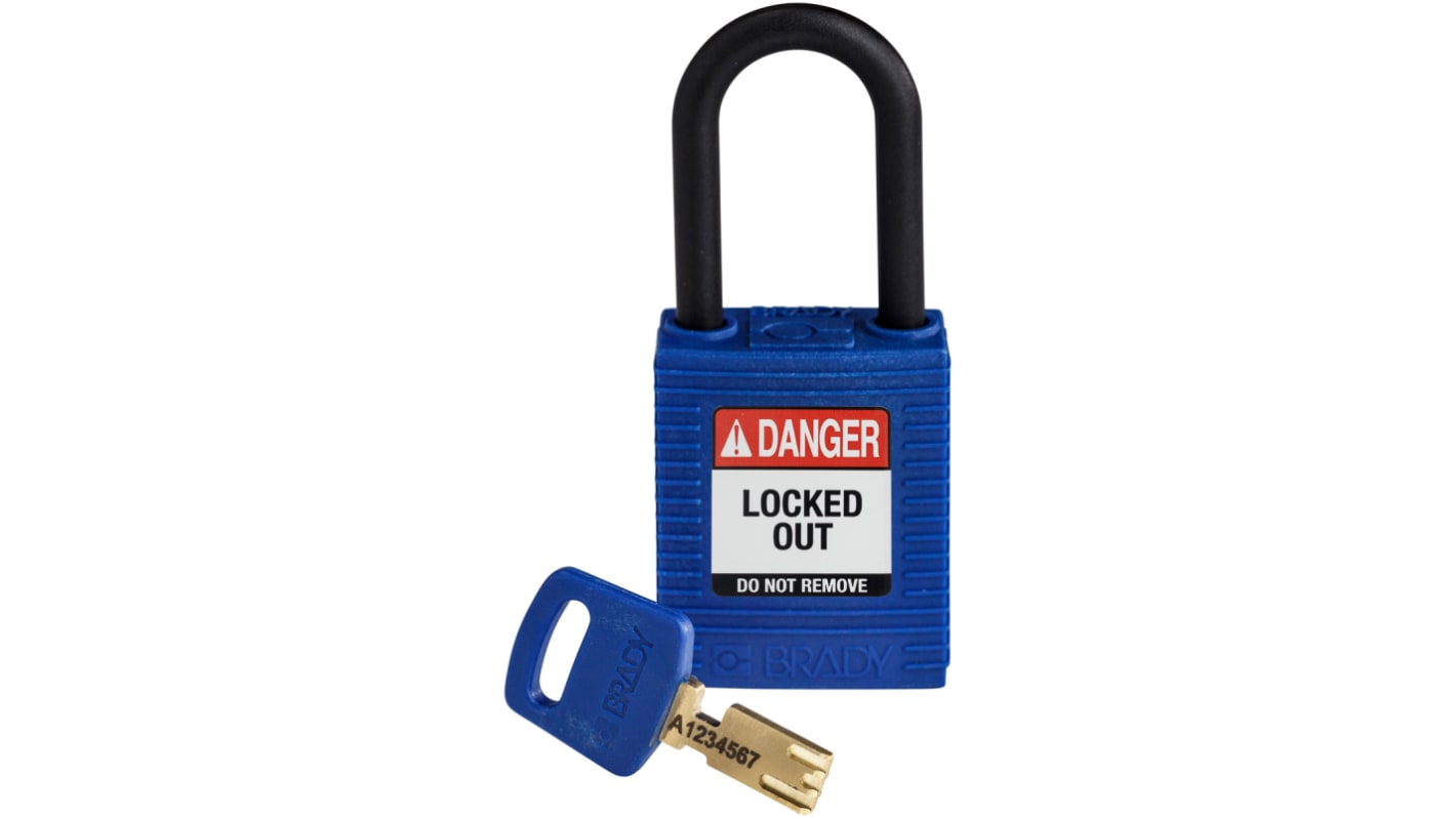 Brady LOTO-101 Key Weatherproof Nylon, Plastic Padlock, 6.35mm Shackle, 38.00mm Body