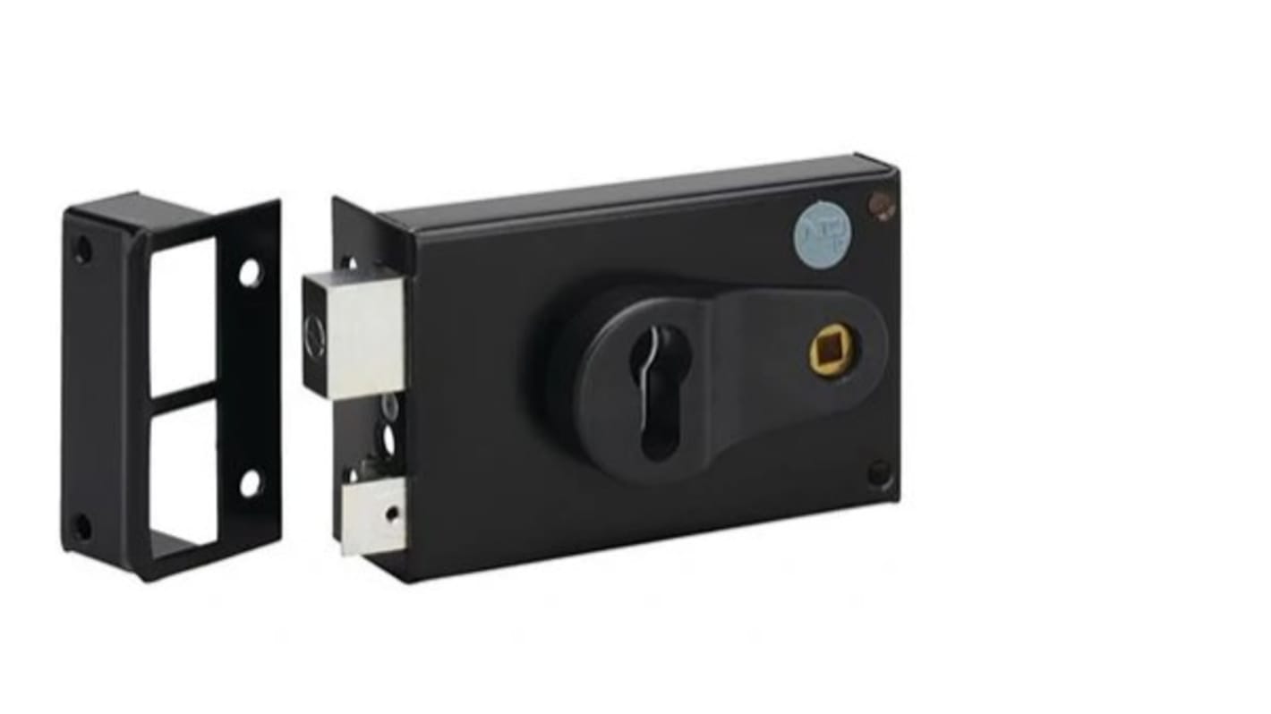 Dom Metalux Black Steel Rim Lock, Key Unlock