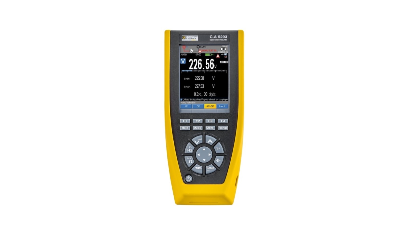 Chauvin Arnoux CA 5293 Handheld Color Graphical Multimeter, 20A ac Max, 20A dc Max, 1000V ac Max