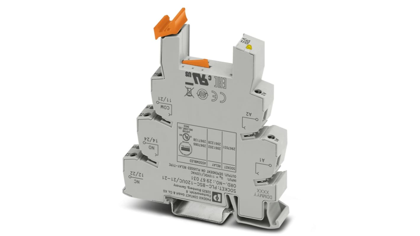 Phoenix Contact PLC-BSC 2 Pin 120V ac/dc DIN Rail Relay Socket