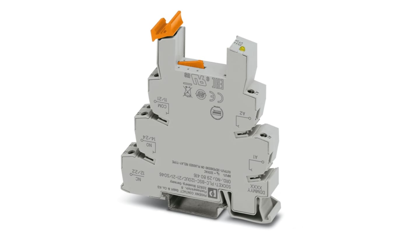 Phoenix Contact PLC-BSC 2 Pin 120V ac DIN Rail Relay Socket