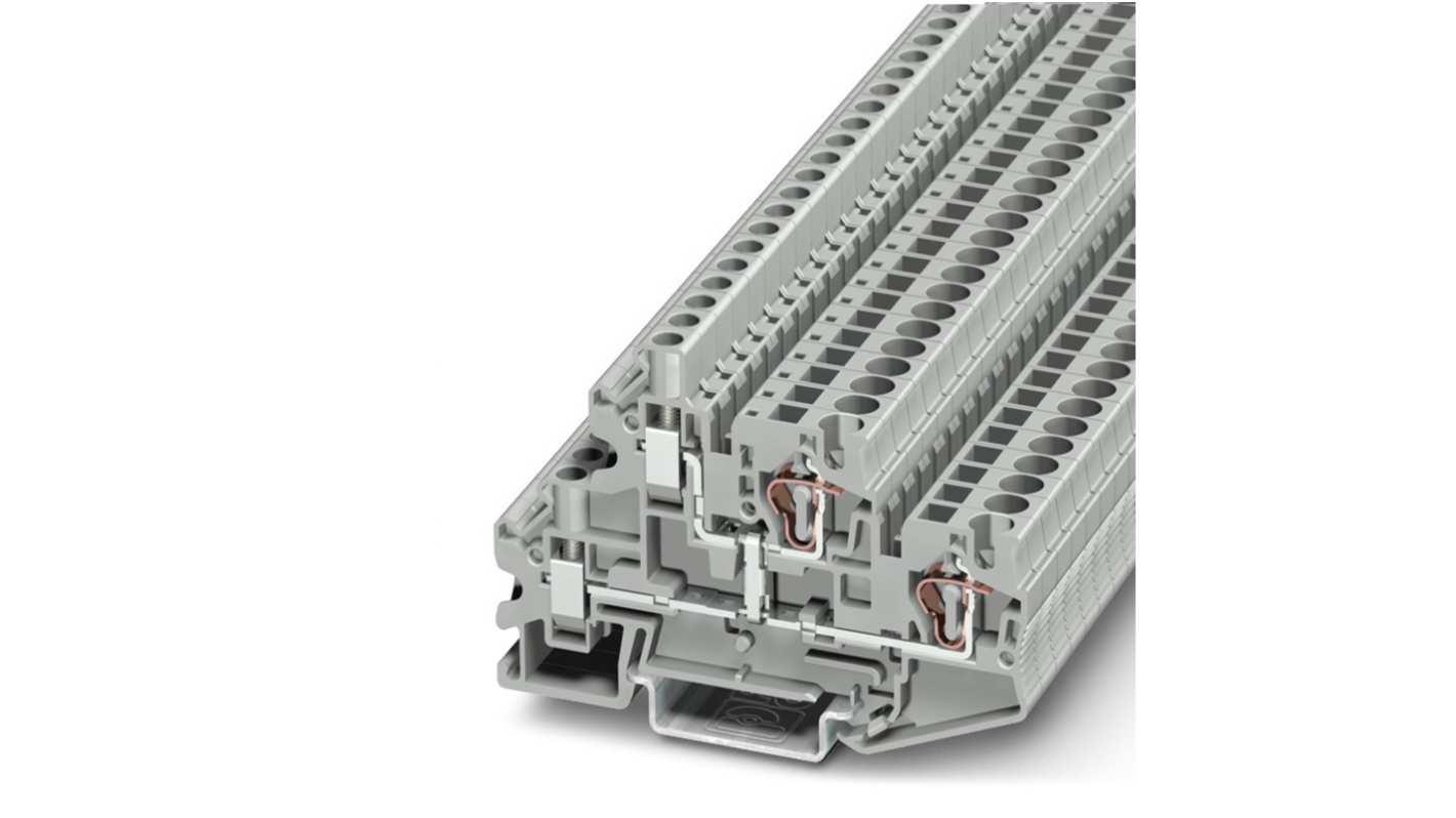 Phoenix Contact 3033184 STTBU 4 Series Grey, 0.08 → 6mm², Spring Cage Termination