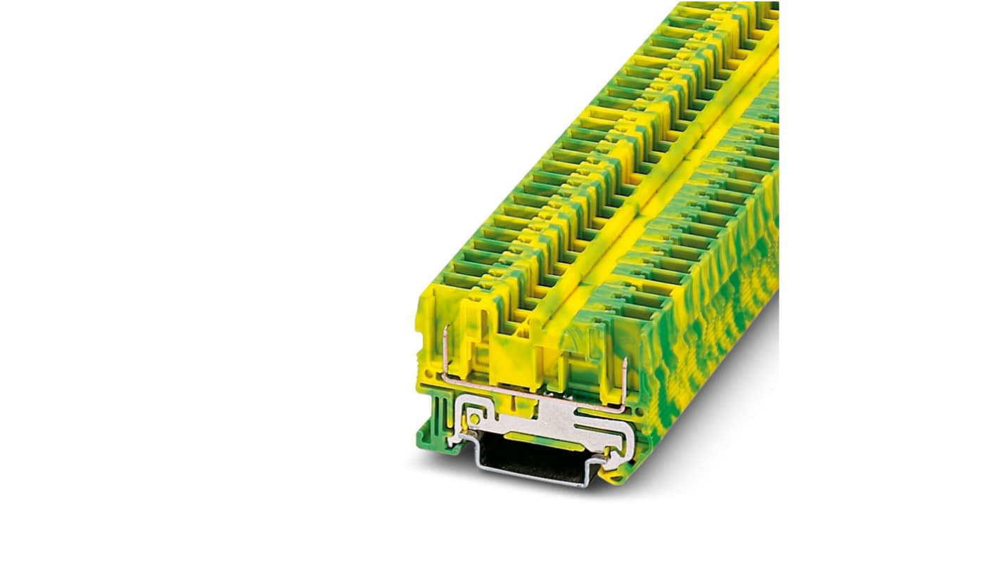 Phoenix Contact 2-Way Earth Terminal Block, 0.08 - 6mm², 28 - 10 AWG Wire, Plug In, Spring Cage